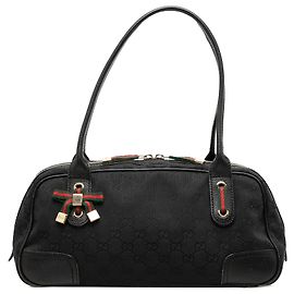 Borsa a tracolla Gucci Black GG Canvas Web Princy