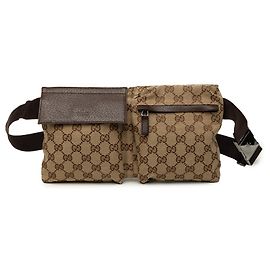 Borsetta cintura Gucci in tela GG beige con doppia tasca