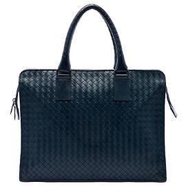 Borsa da lavoro Bottega Veneta in Nappa Intrecciato blu