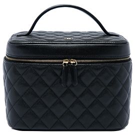 Estuche de maquillaje Chanel Black CC Quilted Caviar Vanity Case