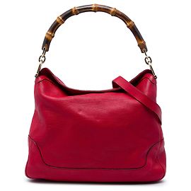 Bolsa Gucci Diana em couro de bezerro vermelho com bambu
