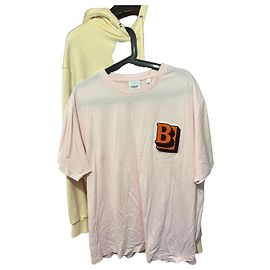 T-shirt Burberry in cotone rosa con applicazione "B"
