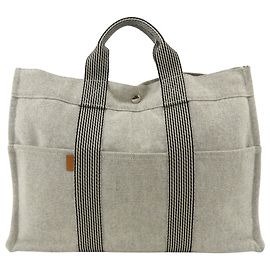 Hermès Bolso Tote Hermes Gray Cotton Canvas New Fourre-Tout MM