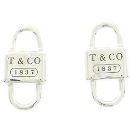 Autre Marque Pendientes de botón Tiffany Double Lock Silver 925