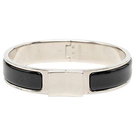 Hermès Bracelete de Esmalte Hermes Clic Loquet em Preto e Prata