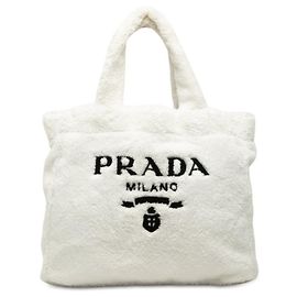 Prada Triangle Logo Plate Tote Bag