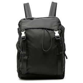 Zaino Prada con placca logo triangolo - Nylon nero