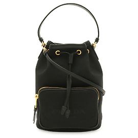 Borsa a secchiello Prada in tela nera