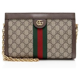 Borsa a tracolla con catena media Gucci GG Supreme Ophidia