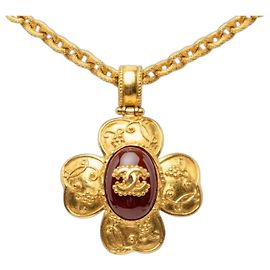 Collar colgante de cadena vintage Chanel Coco Mark con motivo floral