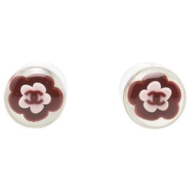 Pendientes de botón redondos Chanel Coco Mark Camellia