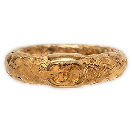 Anel banda Chanel Coco Mark com motivo de corrente banhado a ouro
