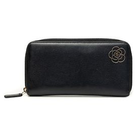 Portafoglio lungo con cerniera rotonda Chanel Camellia Coco Mark