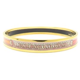 Hermès Brazalete de esmalte chapado en oro Hermes