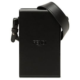 Bolsa de ombro Fendi em couro preto