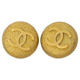 Pendientes de clip redondos vintage Chanel Coco Mark