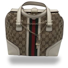 Gucci Treasure Boston GG Canvas and leather Medium