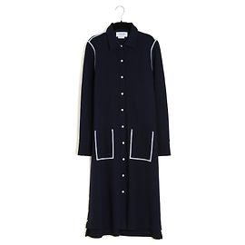 Thom Browne Vestido Camisero Largo de Lana Azul Marino