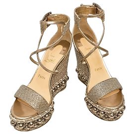 Christian Louboutin Chocazeppa 120 Sandali Zeppa Pelle Marrone Metallizzato