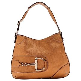 Borsa Hobo Gucci Horsebit in pelle bronzo metallizzato