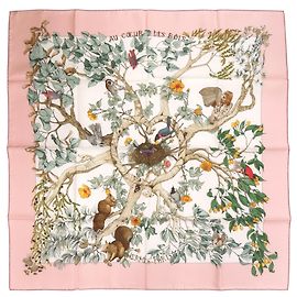Hermès Foulard di seta Hermes Carre 90 Au Cœur des Bois