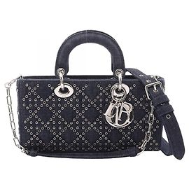 Christian Dior Dior Lady D-Joy Medium Borsa a mano 3-Way in denim blu navy