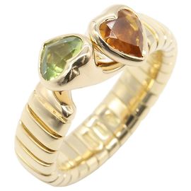 Bulgari Bvlgari Tubogas Spiga Ring aus 18K Gelbgold mit Citrin und Peridot