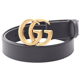Cinturón Gucci GG Marmont de cuero negro para mujer