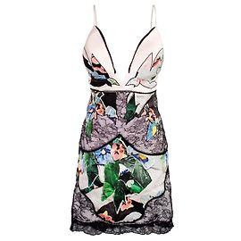 La Perla Seidenkleid mit Blumenprint und Spitze