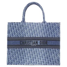 Borsa Book Tote Christian Dior in denim Dior Oblique