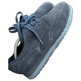 Prada Sapatos de atacadores para homem Camurça Azul escuro