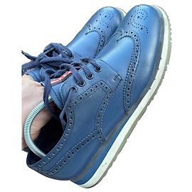 Prada Men's Blue Leather Brogue Lace-up Shoes