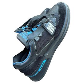 Prada Sneakers Black Blue Leather Suede