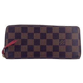 Louis Vuitton Damier Ebene Clemence Zippy Wallet Geldbörse Rot