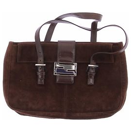 Borsa a mano Fendi in camoscio marrone