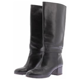 Chanel Schwarze Lederstiefel Größe 39