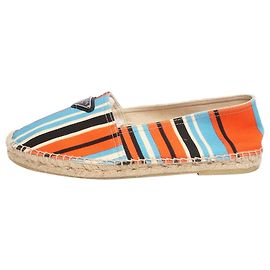Prada Alpargatas de lona a rayas multicolor - size UK 8