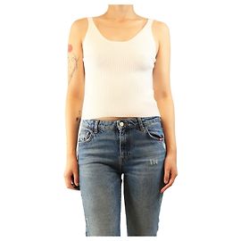 Ermanno Scervino Geripptes Tanktop in Creme - size UK 10