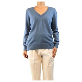 Autre Marque Jersey de cuello en V de cachemira azul - talla M
