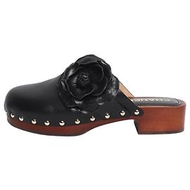 Chanel Zoccoli in pelle Black SS23 Camellia - taglia EU 36