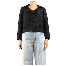 Dries Van Noten Chaqueta corta rizada negra - size UK 12