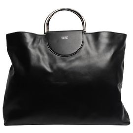 Giorgio Armani Borsa tote in pelle con manici a anello neri