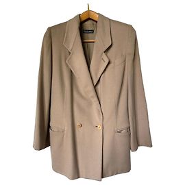 Giacca doppiopetto in lana beige Giorgio Armani