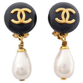 Chanel Clip-Ohrringe in Schwarz und Gold