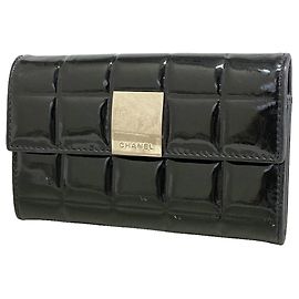 Portamonete Chanel in pelle verniciata nera