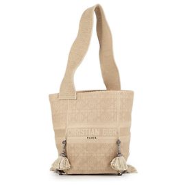 Borsa a tracolla Christian Dior in tela beige