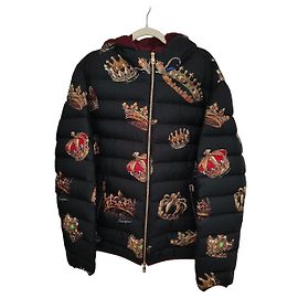 Dolce & Gabbana schwarze Daunenjacke mit Kronendruck