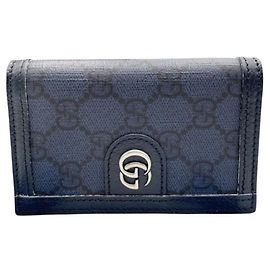 Gucci GG Supreme Blue Leather Business Card Case