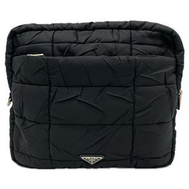 Prada Saffiano Black Nylon Clutch and Shoulder Bag