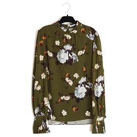 Blusa Erdem Resort 2022 Verde Oliva in Crepe